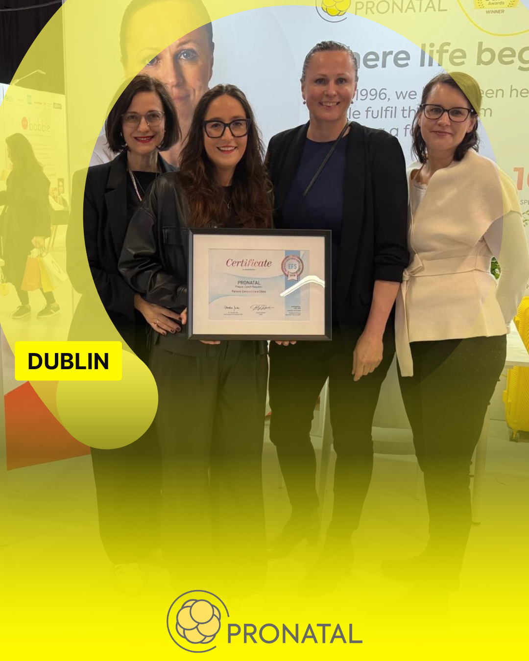PRONATAL riceve la certificazione Patient-Centred Care Clinic 2026 al Future Fertility Show di Dublino